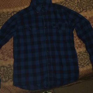 Navy Blue Plaid long sleeve shirt
